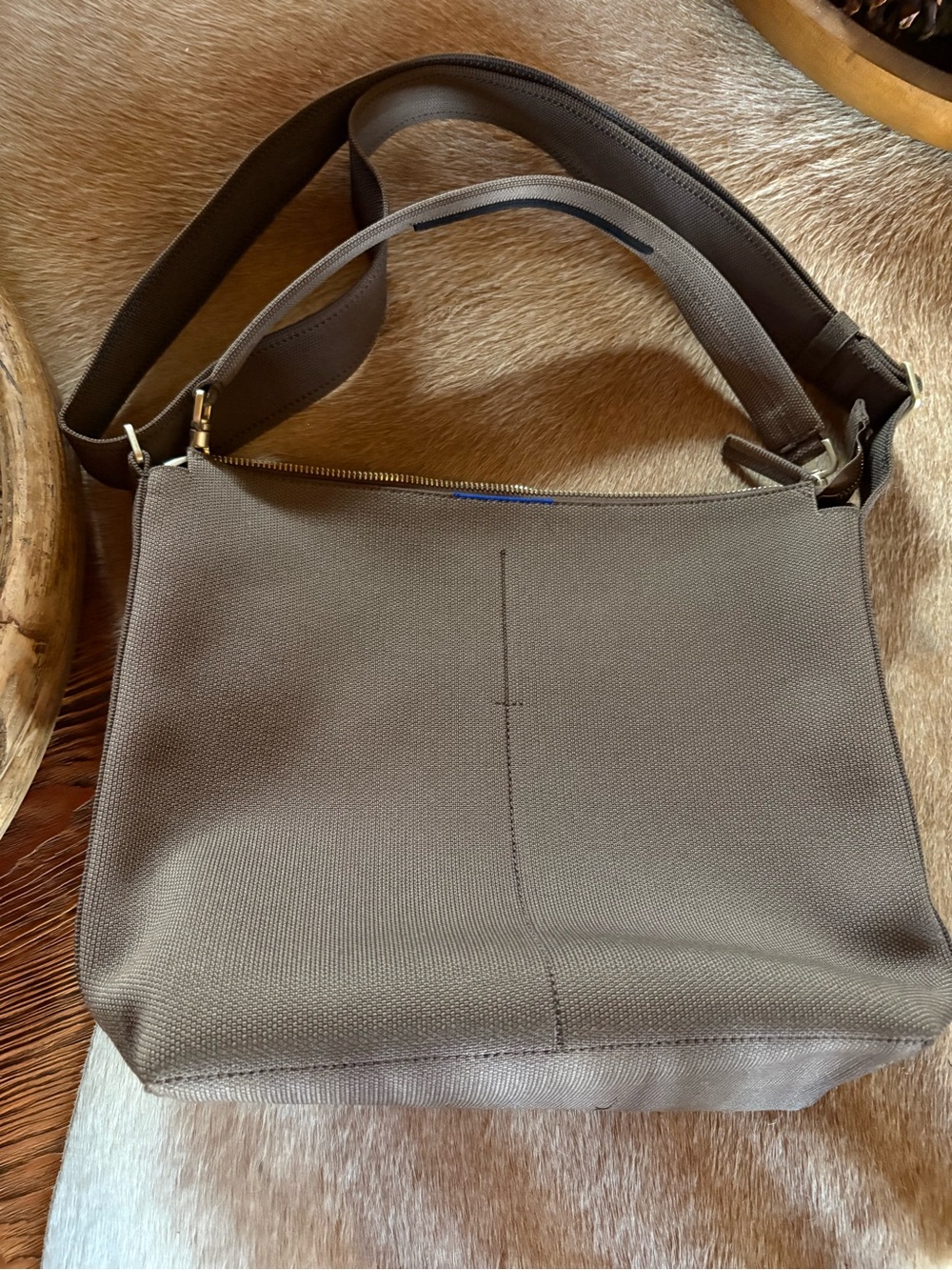 Rothy's Taupe Canvas Shoulder Bag with Wide Strap